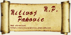 Milivoj Papović vizit kartica
